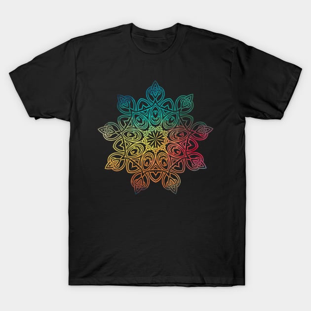 Rainbow abstract flower design 07 T-Shirt by AdiDsgn